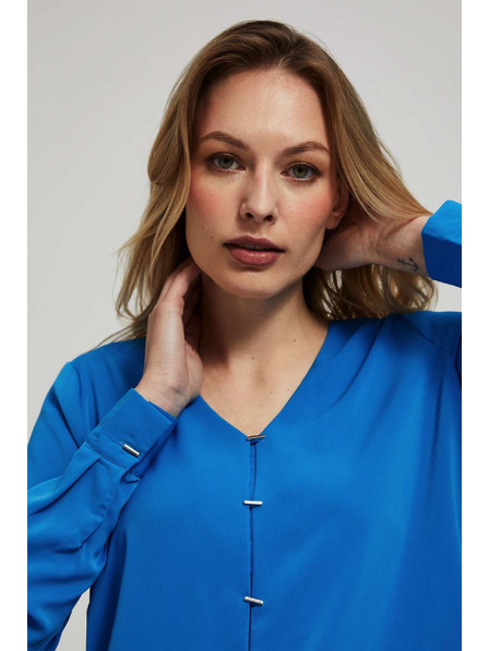 Moodo Srajca z V-izrezom in nežnimi gumbi azurna Moodo