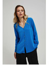 Moodo Srajca z V-izrezom in nežnimi gumbi azurna Moodo