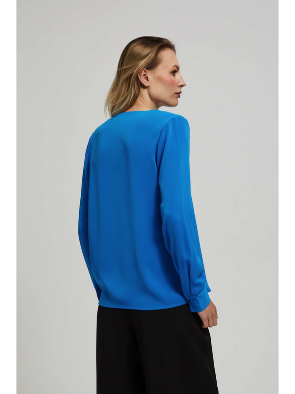 Moodo Srajca z V-izrezom in nežnimi gumbi azurna Moodo