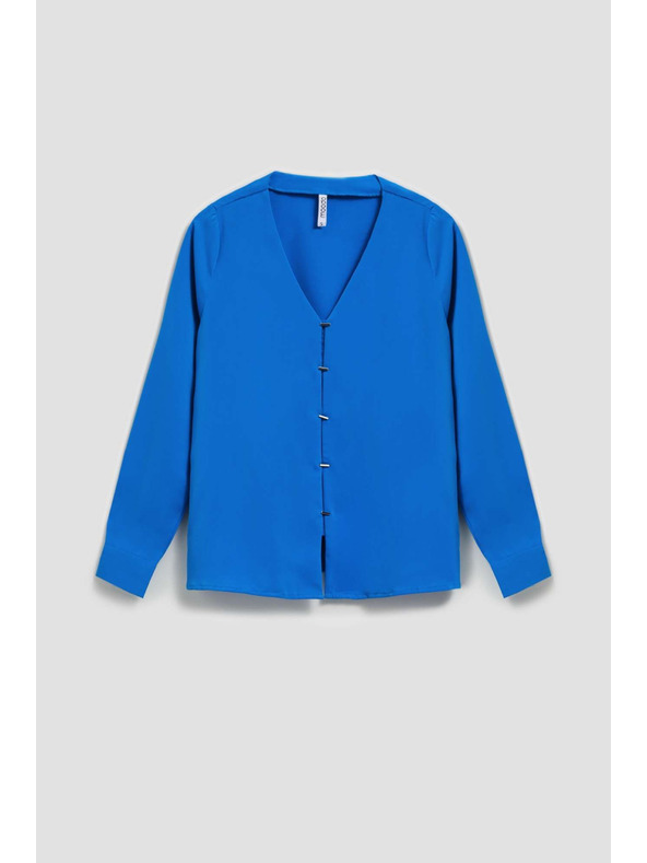 Moodo Srajca z V-izrezom in nežnimi gumbi azurna Moodo