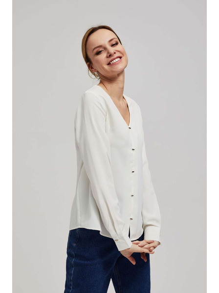 Moodo Srajca z V-izrezom in nežnimi perlenimi gumbi perleasta Moodo