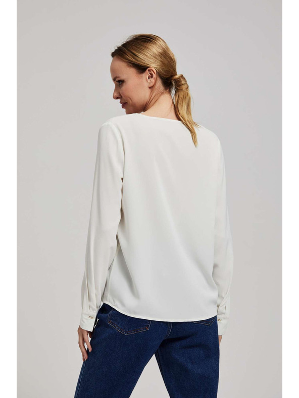 Moodo Srajca z V-izrezom in nežnimi perlenimi gumbi perleasta Moodo