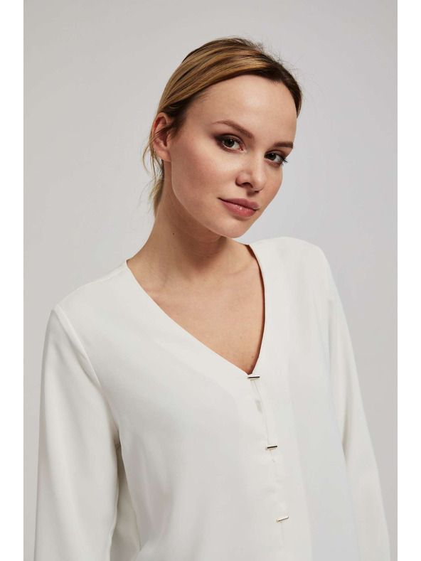 Moodo Srajca z V-izrezom in nežnimi perlenimi gumbi perleasta Moodo