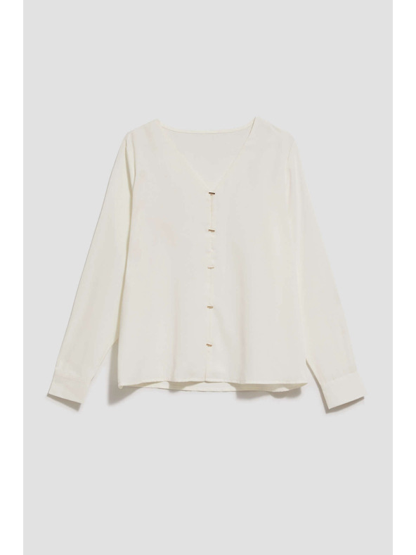 Moodo Srajca z V-izrezom in nežnimi perlenimi gumbi perleasta Moodo