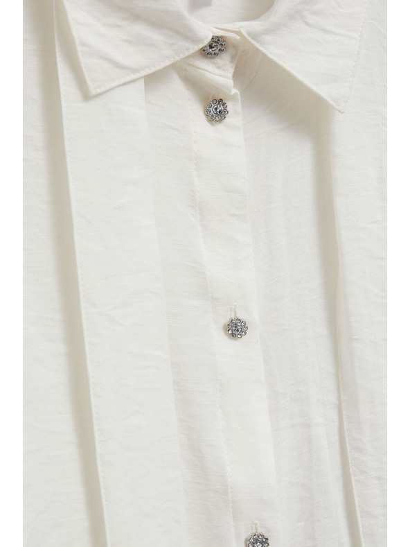 Moodo Perleasta srajca Moodo z zavezanim izrezom in okrasnimi gumbi