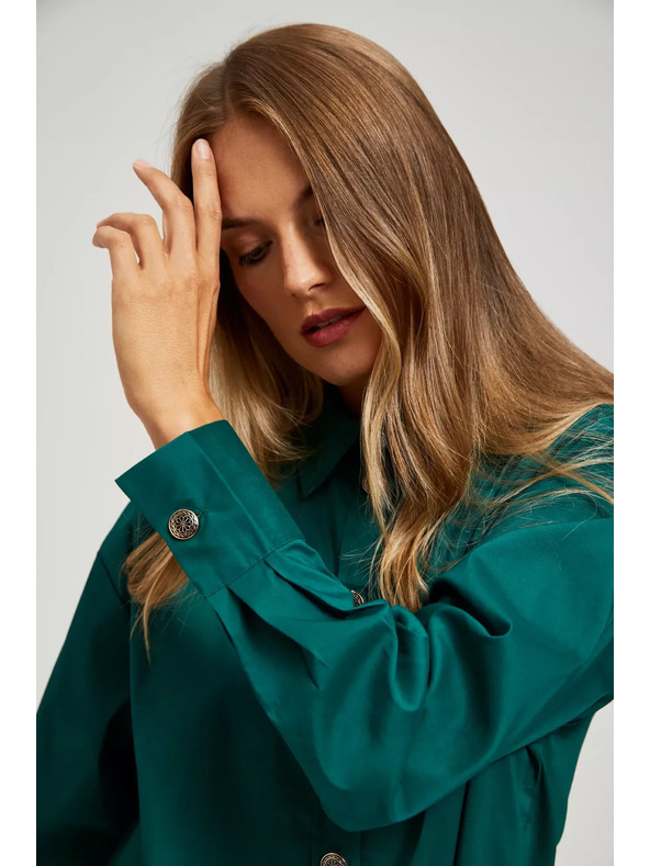 Moodo Smaragdna bluza z okrasnimi gumbi Moodo