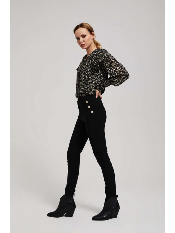 Moodo Vzorčasta srajca z zavezanim izrezom črna Moodo