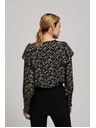 Moodo Vzorčasta srajca z zavezanim izrezom črna Moodo