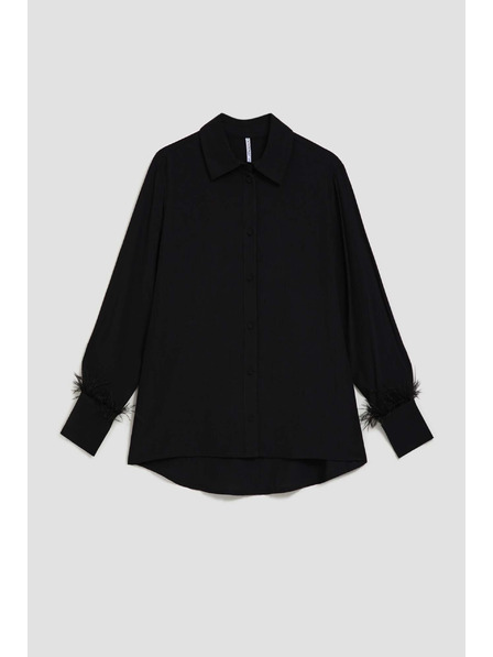 Moodo Bluza z okrasnimi peresi na rokavi Moodo