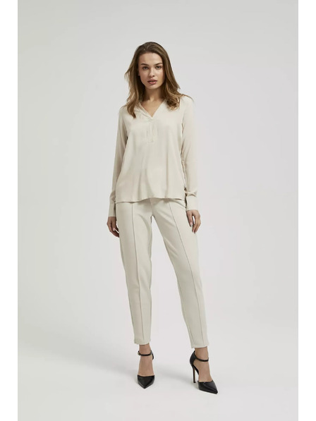 Moodo Gladka srajca z dolgimi rokavi bež barve Moodo