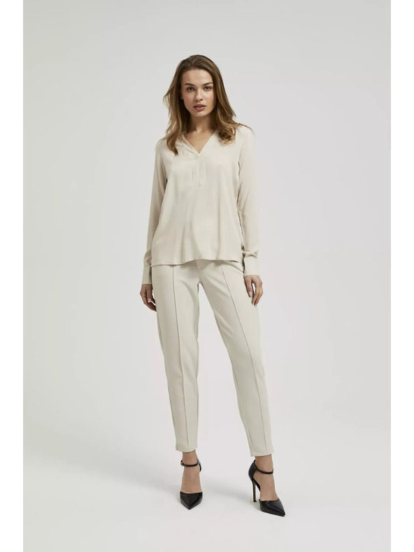 Moodo Gladka srajca z dolgimi rokavi bež barve Moodo