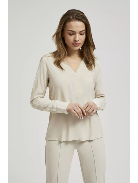 Moodo Gladka srajca z dolgimi rokavi bež barve Moodo