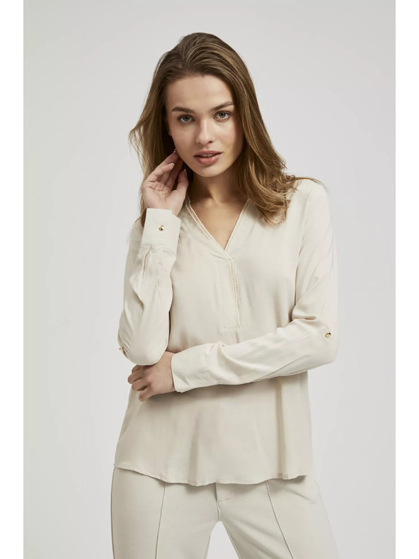 Moodo Gladka srajca z dolgimi rokavi bež barve Moodo