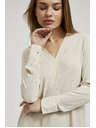 Moodo Gladka srajca z dolgimi rokavi bež barve Moodo