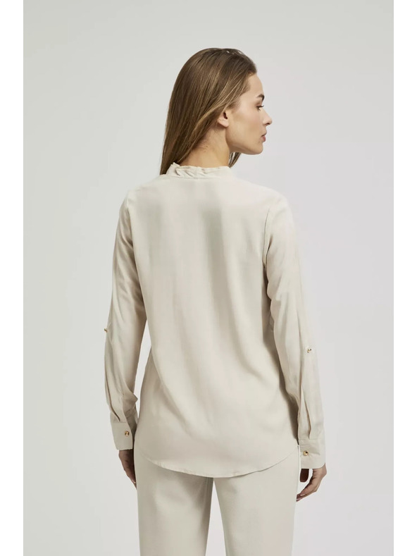 Moodo Gladka srajca z dolgimi rokavi bež barve Moodo