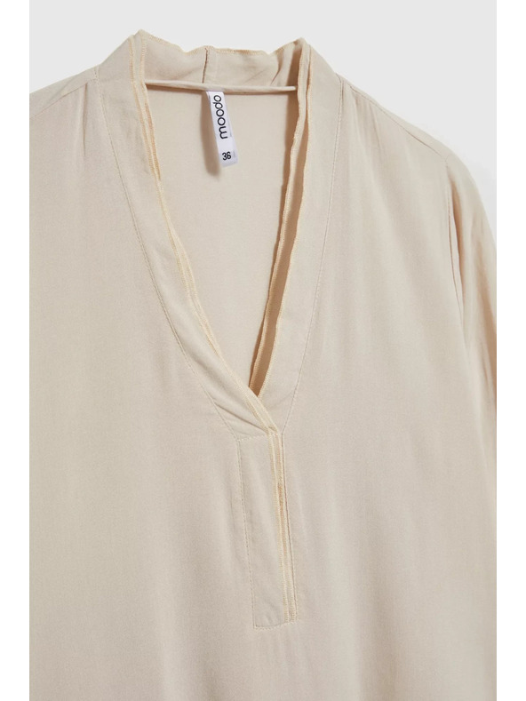 Moodo Gladka srajca z dolgimi rokavi bež barve Moodo
