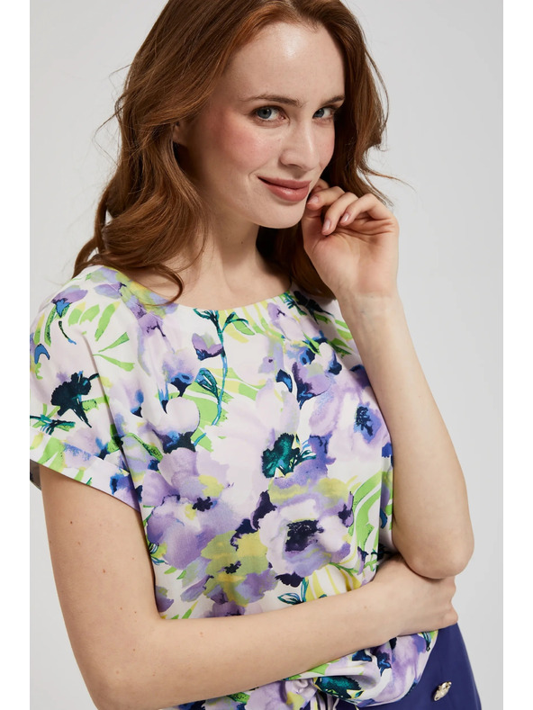 Moodo Vzorčasta srajca s cvetličnim vzorcem vijolična Moodo
