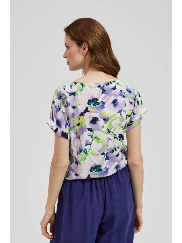 Moodo Vzorčasta srajca s cvetličnim vzorcem vijolična Moodo