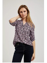 Moodo Temno modra srajca s cvetličnim tiskom in zavihani rokavi Moodo