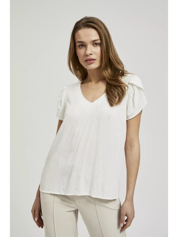 Moodo Bela srajca z V-izrezom Moodo