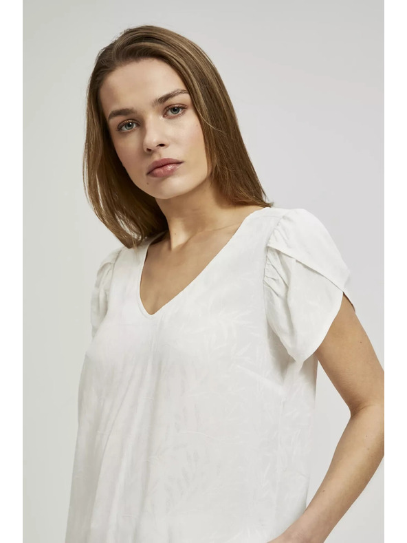 Moodo Bela srajca z V-izrezom Moodo