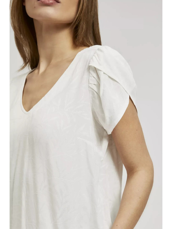 Moodo Bela srajca z V-izrezom Moodo