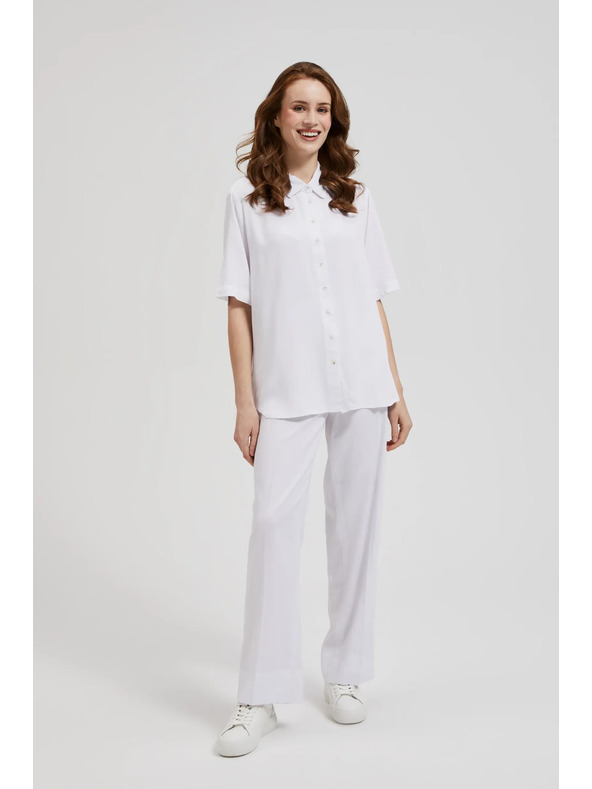 Moodo Bela viskozna srajca s ovratnikom Moodo