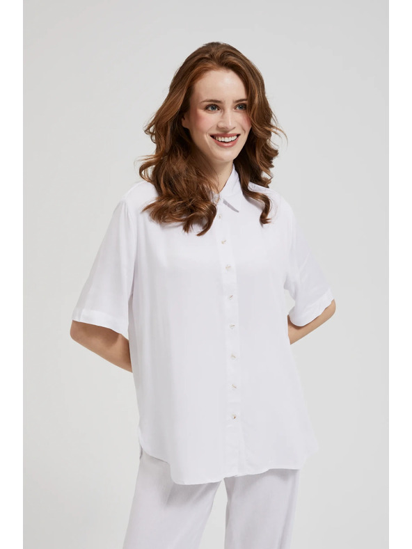 Moodo Bela viskozna srajca s ovratnikom Moodo