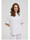 Moodo Bela viskozna srajca s ovratnikom Moodo