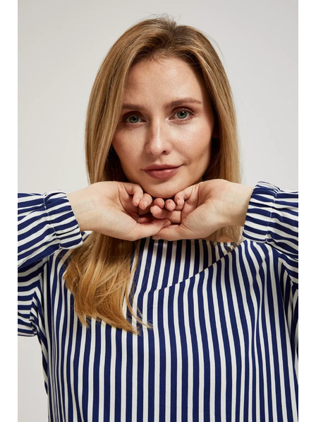 Moodo Belo-temno modra srajca z okroglim izrezom in tankimi naramnicami Moodo