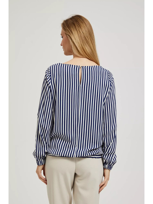 Moodo Belo-temno modra srajca z okroglim izrezom in tankimi naramnicami Moodo