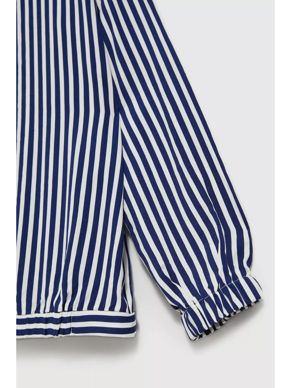 Moodo Belo-temno modra srajca z okroglim izrezom in tankimi naramnicami Moodo