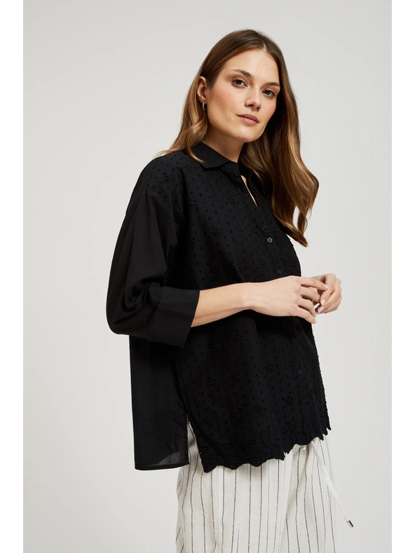 Moodo Črna oversize srajca na gumbe Moodo