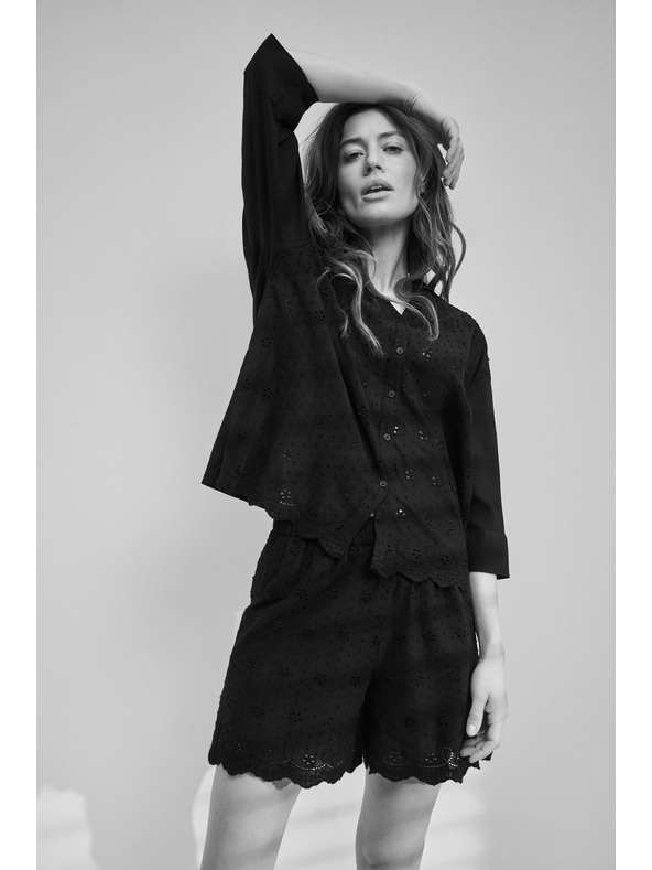 Moodo Črna oversize srajca na gumbe Moodo