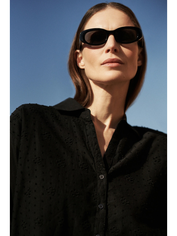 Moodo Črna oversize srajca na gumbe Moodo