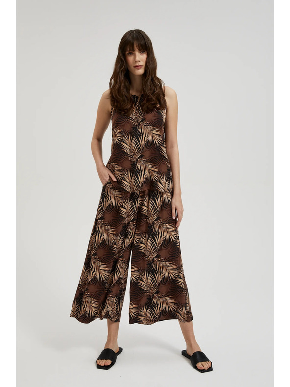 Moodo Črna srajca s tropskim vzorcem in povezanim izrezom Moodo