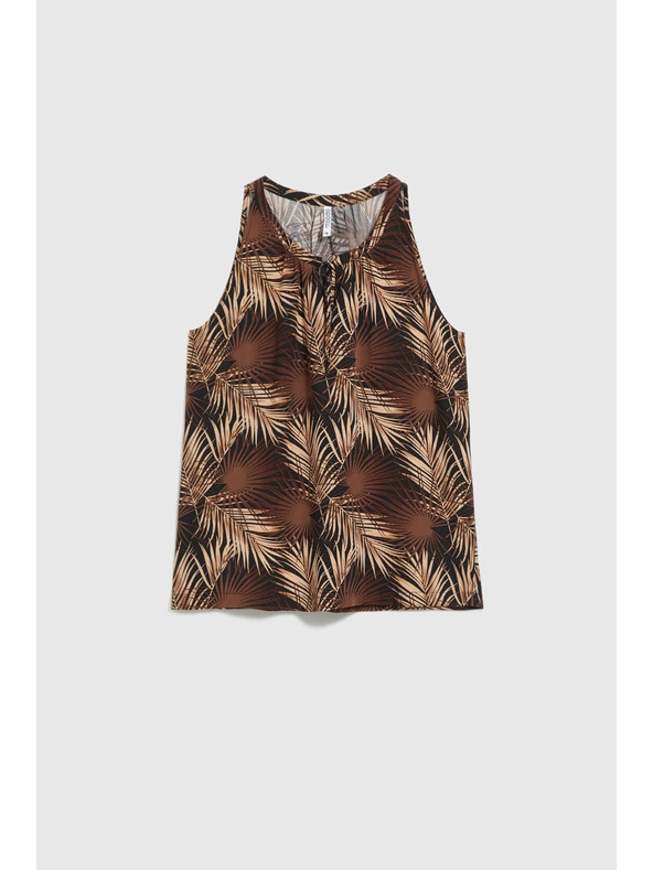 Moodo Črna srajca s tropskim vzorcem in povezanim izrezom Moodo