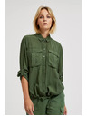 Moodo Khaki srajca z žepi in zavihani rokavi Moodo