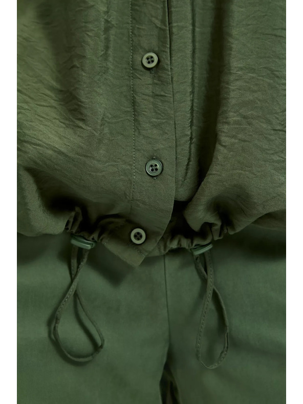 Moodo Khaki srajca z žepi in zavihani rokavi Moodo