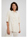 Moodo Lanena srajca z žepkom bež barve Moodo