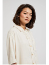 Moodo Lanena srajca z žepkom bež barve Moodo