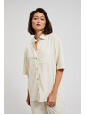 Moodo Lanena srajca z žepkom bež barve Moodo