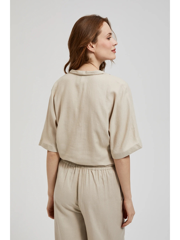 Moodo Lanena srajca z vezavo, bež Moodo