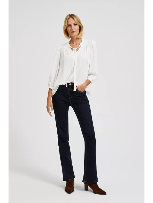 Moodo Bela srajca Moodo z gumbi in vezanim izrezom