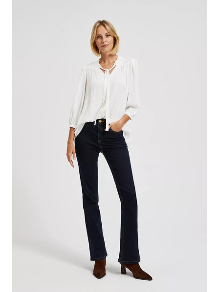 Moodo Bela srajca Moodo z gumbi in vezanim izrezom