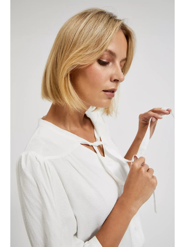 Moodo Bela srajca Moodo z gumbi in vezanim izrezom