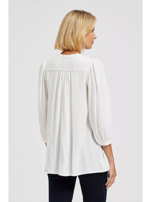 Moodo Bela srajca Moodo z gumbi in vezanim izrezom