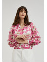 Moodo Rožnata cvetlična srajca z nabranimi rokavi Moodo