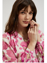 Moodo Rožnata cvetlična srajca z nabranimi rokavi Moodo