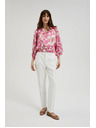 Moodo Rožnata cvetlična srajca z nabranimi rokavi Moodo